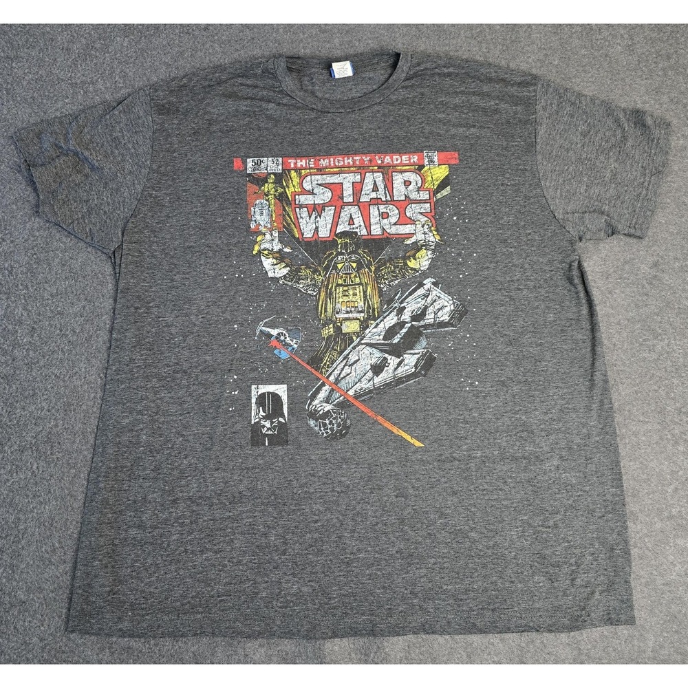 Star Wars Shirt Mens 2XL Gray The Mighty Vader Comic Graphic Tee Movie Sci-Fi